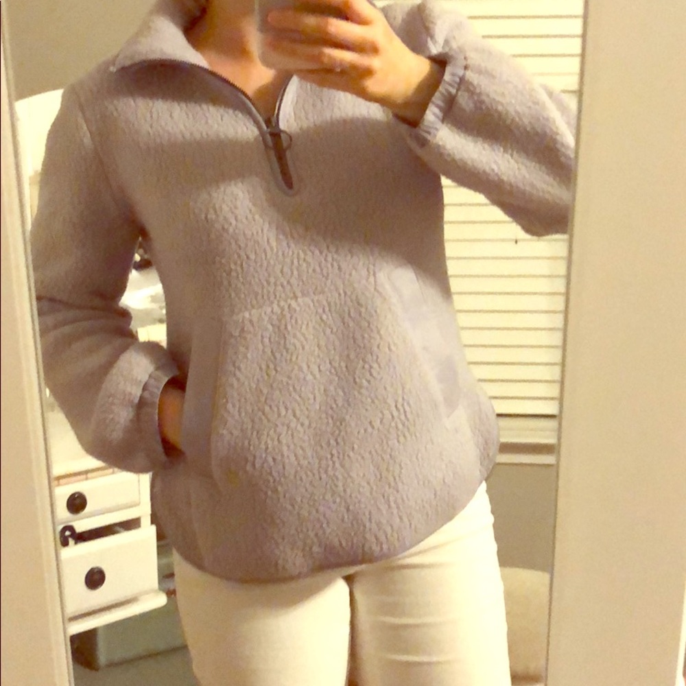 Madewell Sherpa Fleece Quarter-Zip Pullover